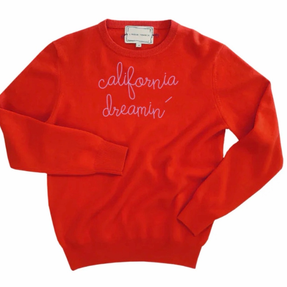 Lingua Franca California Dreamin' Pink Cashmere Crewneck Sweater XS - Picture 4 of 5